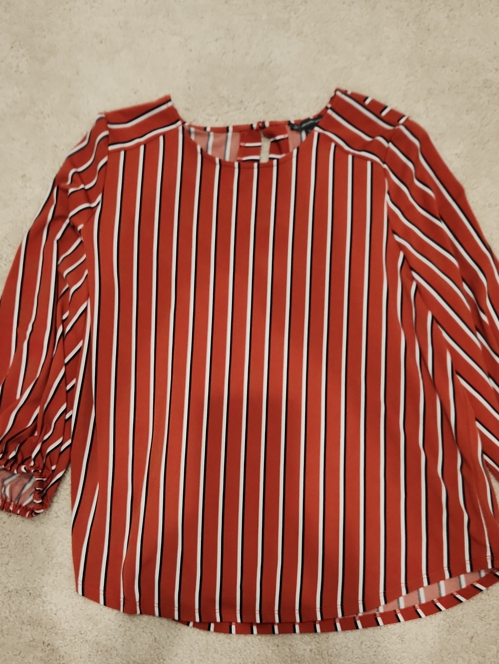 Striped Rust Orange 3/4 Sleeve Blouse
